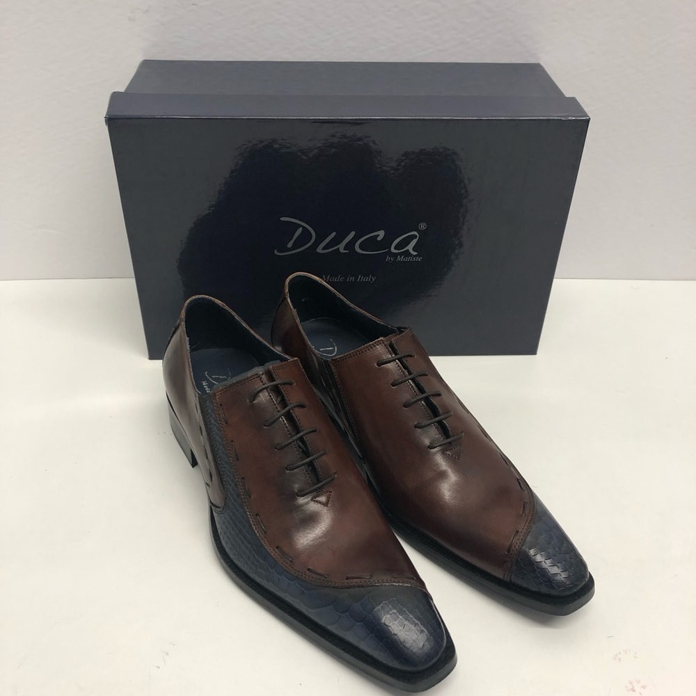 Ducas  shoes Italian blue/cognac oxford point toe